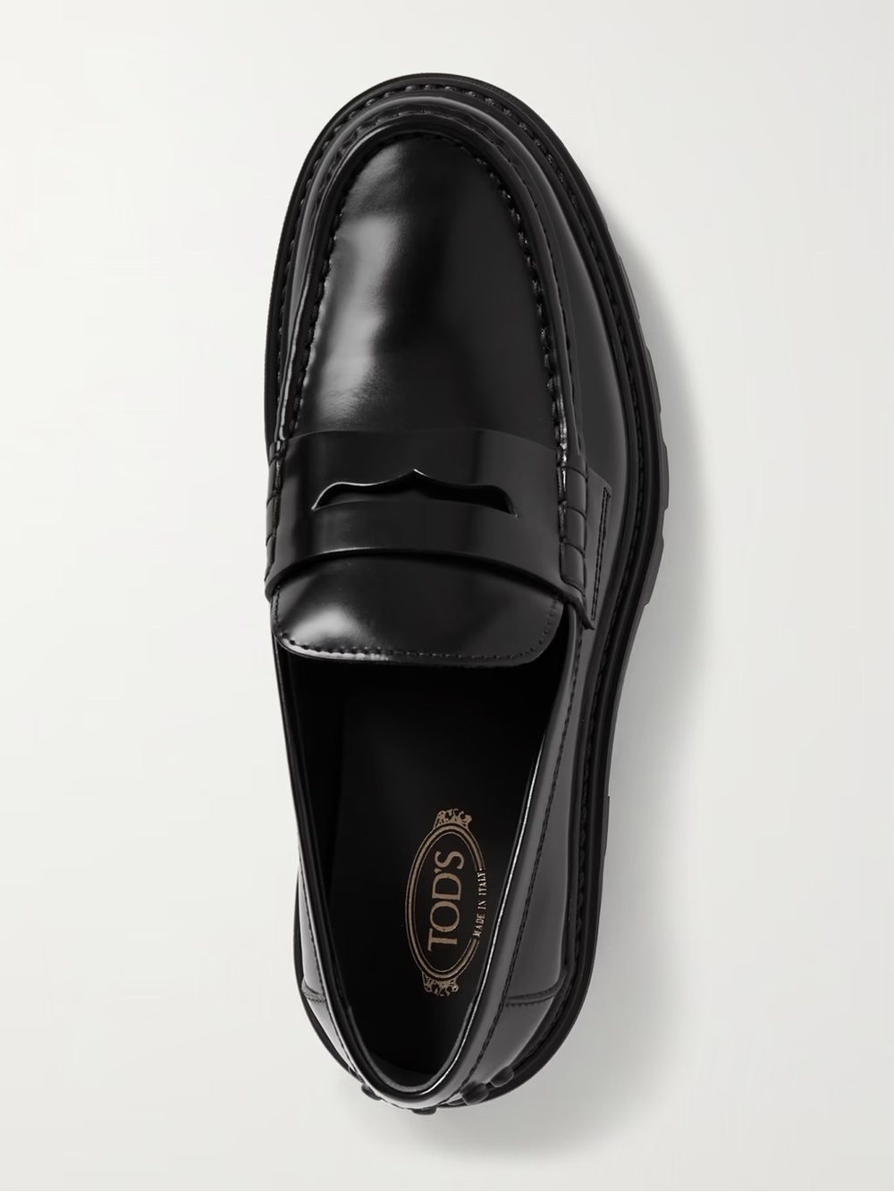 Tod's Gomma Pesante Black Leather Lug Sole Penny Loafers Size 37